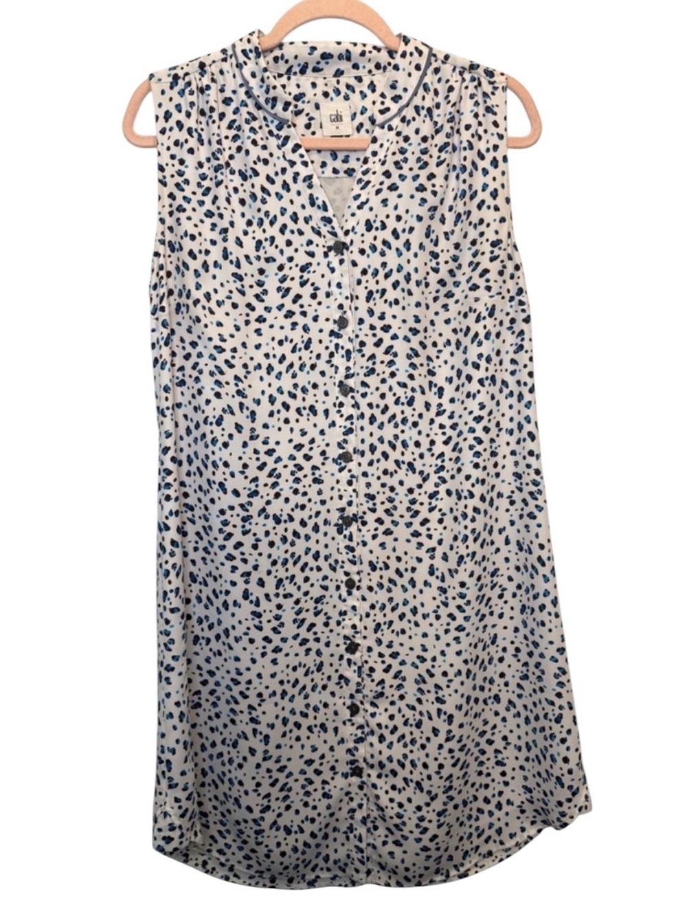 Cabi Camilla Sleeveless Leopard Print Shirt Dress Style 5233 Medium